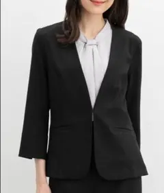 GLACIER ８分袖カラーレスジャケット 黒 Mサイズ 未使用品 自宅洗濯可