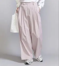 BEAUTY&YOUTH コットンナイロン ワイドタックパンツ