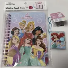 ディズニープリンセス　シール帳　アリエルメモブックキーホルダー