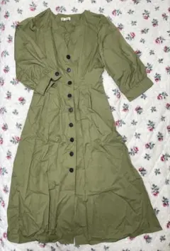 ZARA オリーブグリーン カーキ シャツワンピース