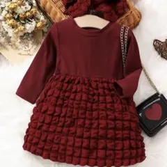 美品★ベビー ワンピース 70~80cm ボルドー 結婚式 フォーマル