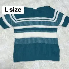♡L size 半袖ニット♡グリーン