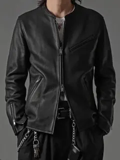 極美品バックラッシュ25SS定価26.4万円ディアスキンシングルブルゾン黒L