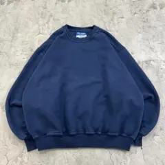 山*朗様 PLUMA×ラッセルスレティック　無地　長袖　スウェット　古着　ネイビ
