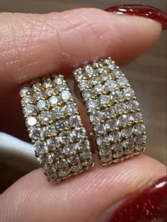 天然ダイヤモンド3.14ct K18WGフープピアス - メルカリ