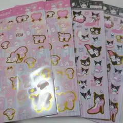 マイメロディ　クロミ　シール　箔押し　おへやでゆったり　2種4枚セット　ダイソー