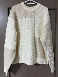 【未使用品】アイボリー ケーブルニットセーター Mサイズ 静電気防止加工
