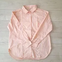 GU オレンジ系ストライプ 長袖シャツ