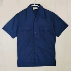 スペイン軍 80s オープンカラー ミリタリーシャツ ネイビー Lサイズ相当