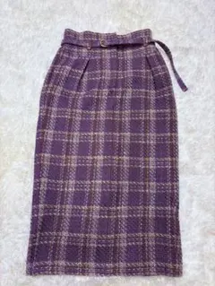美品　定価9900円　ミラ オーウェン コクーンツイードスカート パープル