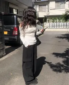 anyonemore ウエストゴムコーデュロイカーゴパンツ charcoal