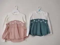 ◆姉妹おそろいコーデ　アプレレクール　お花モチーフトップス　120　140