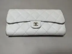 CHANEL 長財布　キャビアスキン　アイボリー　白