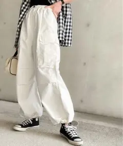 《JaVa》メンズライクミリタリーイージーカーゴナイロンパンツ Mサイズ