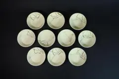 明治時代　清水焼　岩倉山　色絵　秋草　小皿10枚　骨董品　アンティーク 明治時代 清水焼 岩倉山 色絵 秋草 小皿10枚 骨董品 アンティーク
