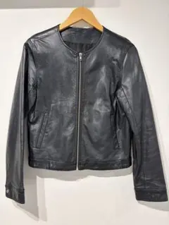ブラックレザーシングルライダースジャケット
