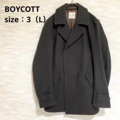BOYCOTT ボイコット ウールコート 比翼ボタン 厚手 ブラウン 3 Lのサムネイル