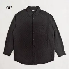 GU ジーユー レースオーバーサイズシャツ【L】長袖 コットン 黒 シンプル