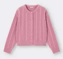 ジーユー　ピンク ケーブル編み カーディガン 長袖