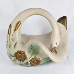 白鳥 陶器 バスケット 花瓶 花器 プランター 置物 28cm 金彩 美品 白鳥 陶器 バスケット 花瓶 花器 プランター 置物 28cm 金彩 美品