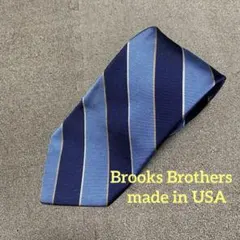 米国製 Brooks Brothers ストライプ レップタイ ネクタイ ブルー