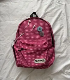 OUTDOOR PRODUCTS リュック　ピンク　水玉　ドット柄　缶バッジ古着