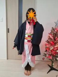 禰豆子　鬼滅の刃　コスプレ衣装 ピンクと黒 帯付き
