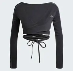 美品 adidas アディダス クロップド ニットカーディガン 黒