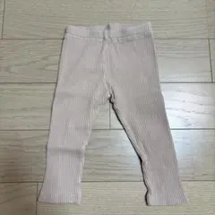【美品】ベージュ リブ編み パンツ 80cm