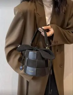 新品未使用★トップリボンデザイン バケットバッグ ブラック