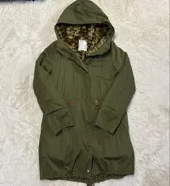 ロデオクラウンズ　モッズコート　カーキ　ヒョウ柄　ライナー付　ファー