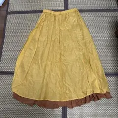 LOWRYS FARMリバーシブルコットンスカート イエロー ブラウン