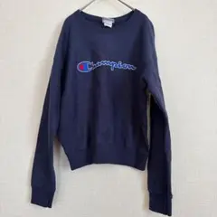 Champion ネイビー スウェット【L】ロゴ 長袖 トレーナー 古着