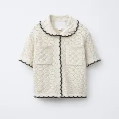 ZARAkids ポロニットTシャツ　クロシェ編み 半袖ニットカーディガン