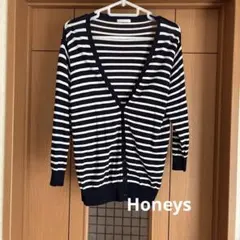 Honeys ネイビー/ホワイトストライプ カーディガン Lサイズのサムネイル