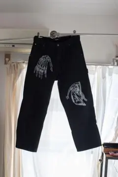 XLARGE デニムパンツ ブラック 刺繍 スカル - メルカリ