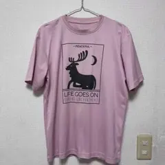 LIFE GOES ON プリント 半袖Tシャツ ピンク M