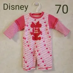 ベビー服 ディズニー ロンパース 女の子 ミニー 裏 微起毛 ピンク 70
