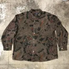 90s CUTRON 総柄 長袖 コットンネルシャツ メンズXL