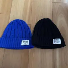 BRANSHES ニット帽 青 黒 Mサイズ