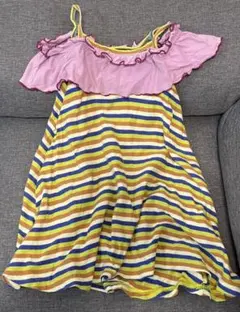 キッズ ワンピース 90 マルチボーダー フリルワンピース 女の子 夏服