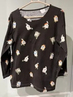 マドモアゼルノンノン 長袖Tシャツ 鳥の巣柄 黒のサムネイル