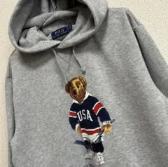 美品 ポロラルフローレン ポロベア フーディ グレー メンズS ユニセックス