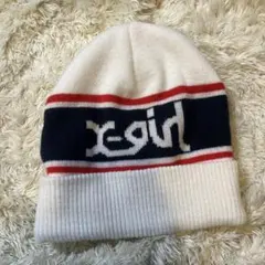 x-girl ニット帽 ホワイト/ネイビー/レッド
