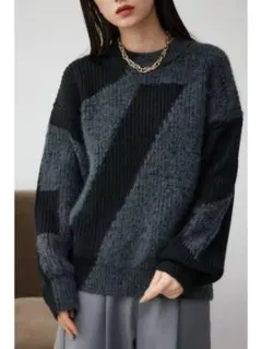 AZULby MOUSSYグレーニットセーター　ブラックニットセーター　黒ニット