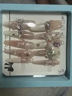 ピンク系グリッター ネイルチップ 10個セット