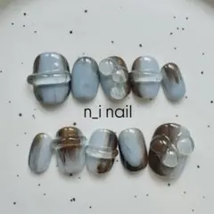 744【ベリーショート】ネイルチップ　ミラーネイル　ぷっくりネイル　インクアート