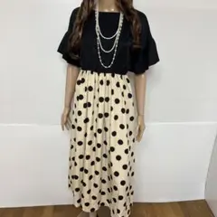 FASHION 春大人気♡ドット柄ロングワンピース　マキシワンピース