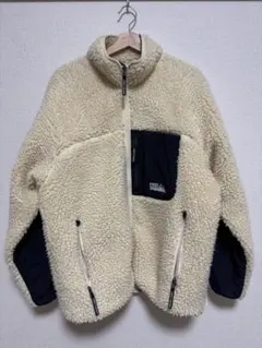 【美品】FIRST DOWN ボアジャケット クリーム/ネイビー