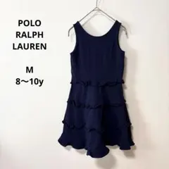 【美品】ポロ　ラルフローレン　ノースリーブティアードフリルワンピース　ネイビー